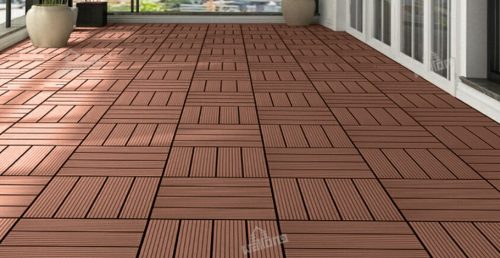 Zacvakávacia WPC dlažba 30×30 cm,červenohnedá